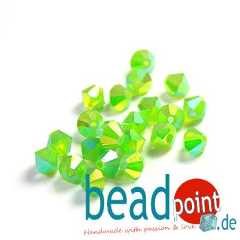 Delara MC Bead Bicone Green opal AB2X 6mm 288 Stück